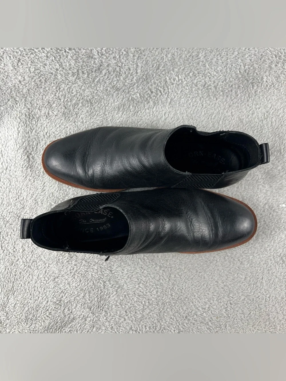 Kork-Ease Black Leather Chelsea Ankle Boots Women's 7M Kama Boho Casual